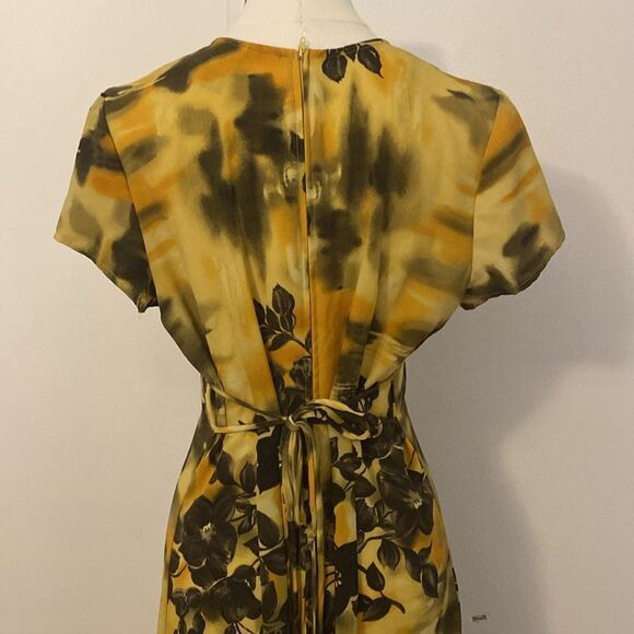 Vintage 90's Joni Blair Yellow Floral Tie Back Maxi Dress Size Medium - Picture 7 of 15